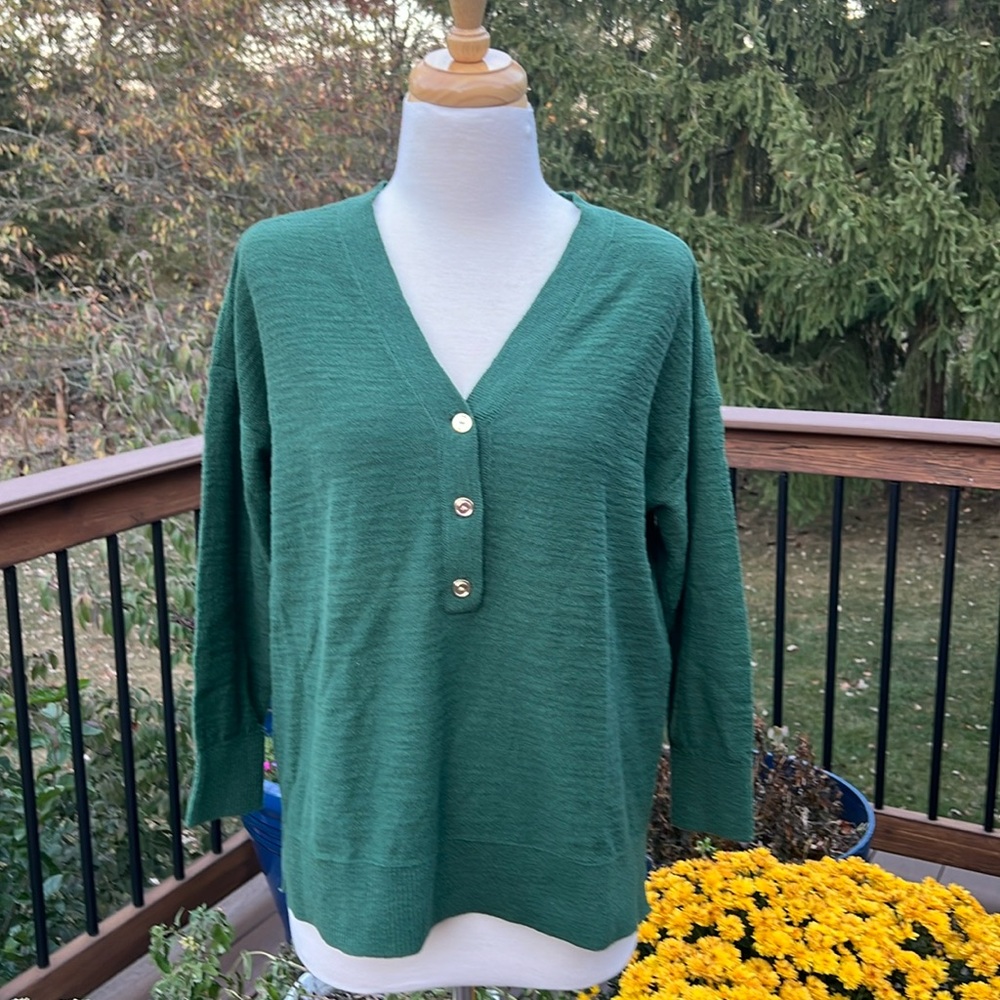 LOFT green 3/4 sleeve sweater
